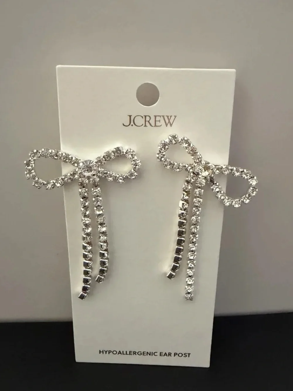 NWT J. Crew Factory Crystal Bow Statement Earrings